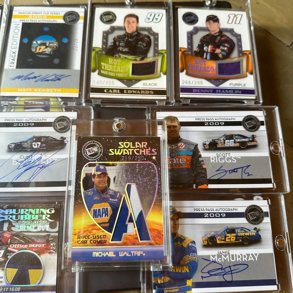 13pc 2009 NASCAR Card Lot Autographs Relics Kenseth Edwards Hamlin Waltrip